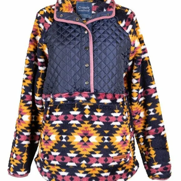 Simply Southern Quarter Snap Quilted Sherpa Pullover for Women in Alpine - Picture 4 of 5